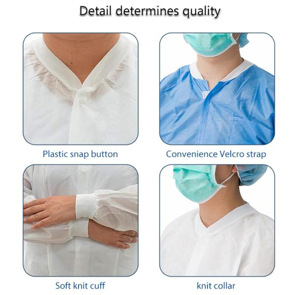Individually Wrapped Disposable SMS Nonwoven Lab Coat