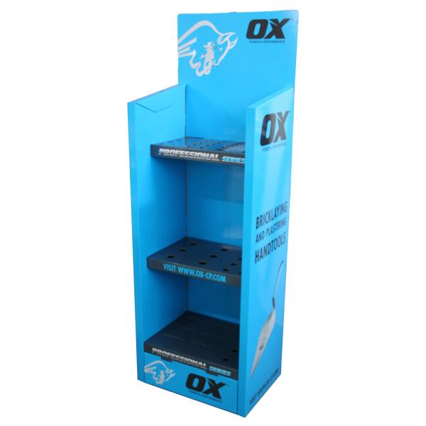 Eye Catching Cardboard Pop Displays , Blue Color Cardboard Floor Display Stands