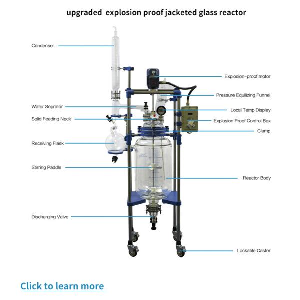 30 L High Efficient Jacketed Glass Reaction Kettle With Condenser