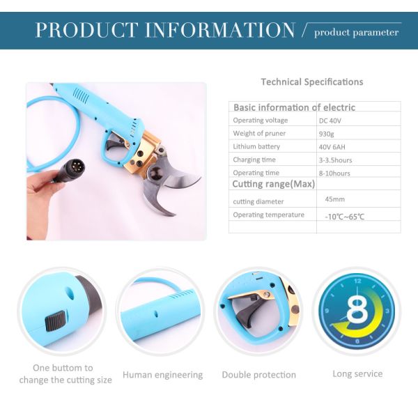 45mm Electric Pruning Shears With 40V Lithium Battery