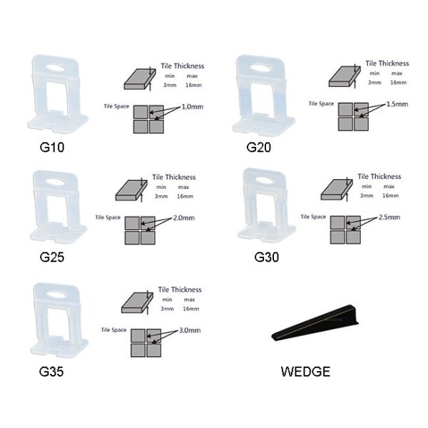 Wall Tile Leveling System Clips Transparent 2mm 2.5mm 3mm Thickness