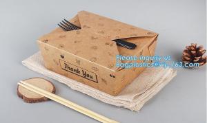China High Quality Custom PE Coated Disposable Kraft Paper Lunch Box,Rectangle Folding Take Away Boxes/Lunch Box/Kraft Paper F on sale