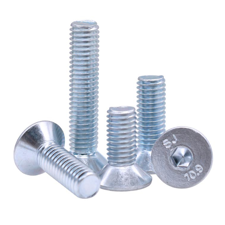 M5-M100 Mechanical White Blue Galvanized DIN7991 Flat Head Hex Socket Bolt Screw