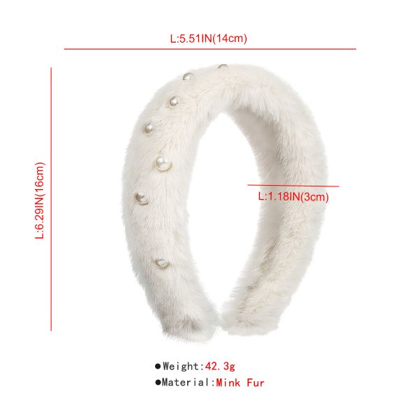 Mink hair fur influencer headbands pearl hair accessories wide fabric headbands luxury accessories