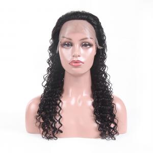China Clean Weft Virgin Hair Lace Wigs / Short Full Lace Wigs Human Hair Deep Curly on sale
