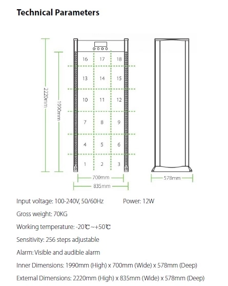 Archway 18 Zones ZK-D2180S Walk Through Metal Detector