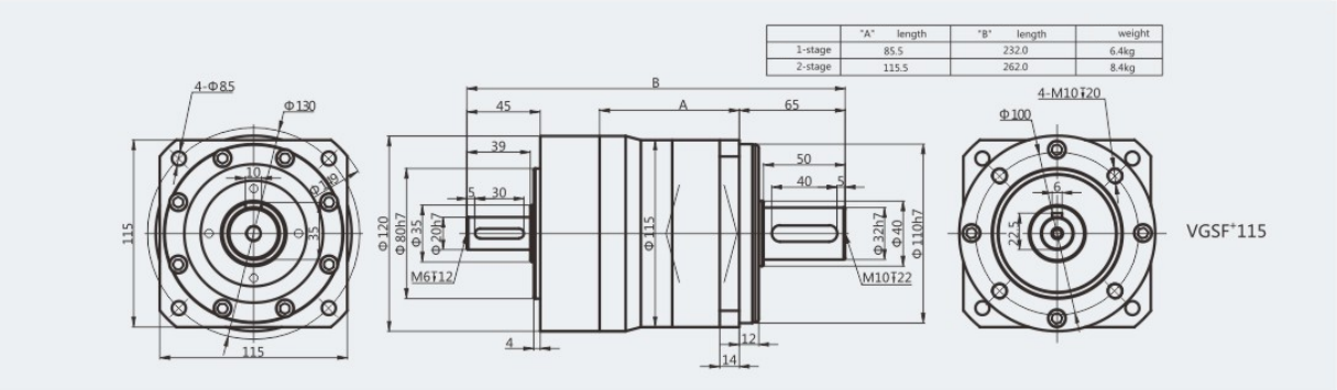 12N.M-900N.M 10 Ratios Low Backlash Low Noise Planetary Gear Reducer For Industry