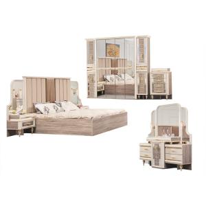 Quality MDF PU Solid Wood Bed With Drawers Home Furniture Bedroom Sets 2*2m for sale