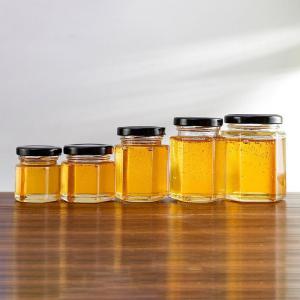 China Custom Color Glass Hexagonal Jar For Cream Honey 45ml 180ml 500ml 700ml on sale