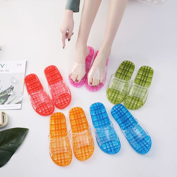 Clear Jelly Womens Flatform Sandals , Lucite Transparent Foot Massage Slippers
