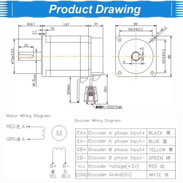 86HSN 4.6N.M 6A Software Adapter Closed Loop Stepper Motor 3 Axis Cnc Kit