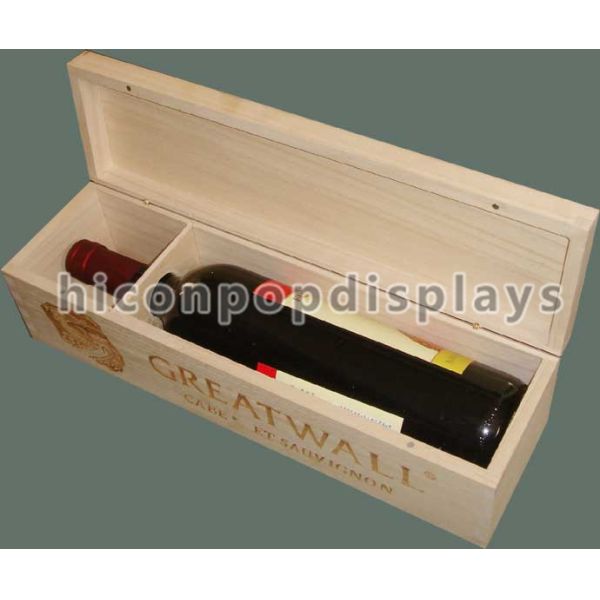 Single Wood Wine Display Case For Wine Store , Wine Display Box