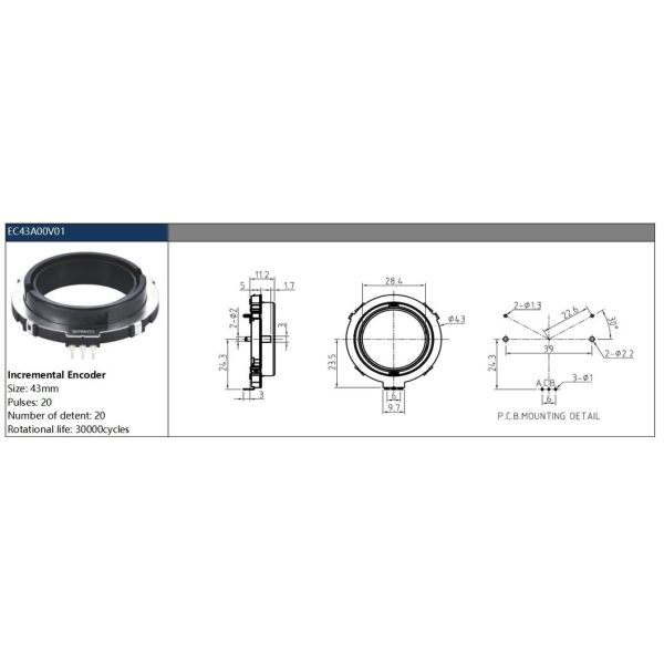 Through Bore Rotary Encoder with Push Switch for Automation