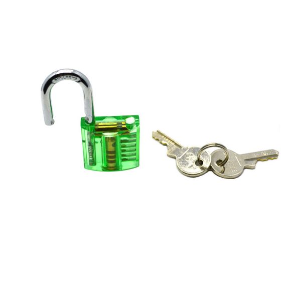 Transparent Lock Mini version Green Practice Lock for Locksmith Tools