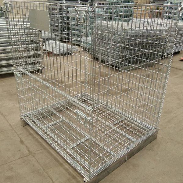 Foldable Heavy Duty Galvanized Collapsible Wire Mesh Containers With Caster Wheels