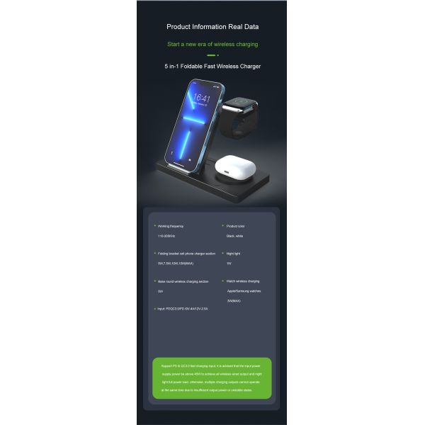 Foldable Design IPhone White Color Option Multifunctional Wireless Charger