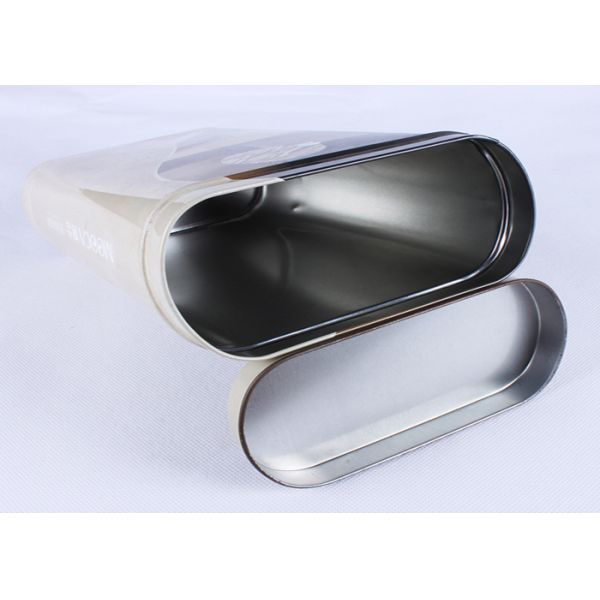 Large Oval Gifts Packaging Tin Box Colorful CMYK Printed Shiny Finish Outside