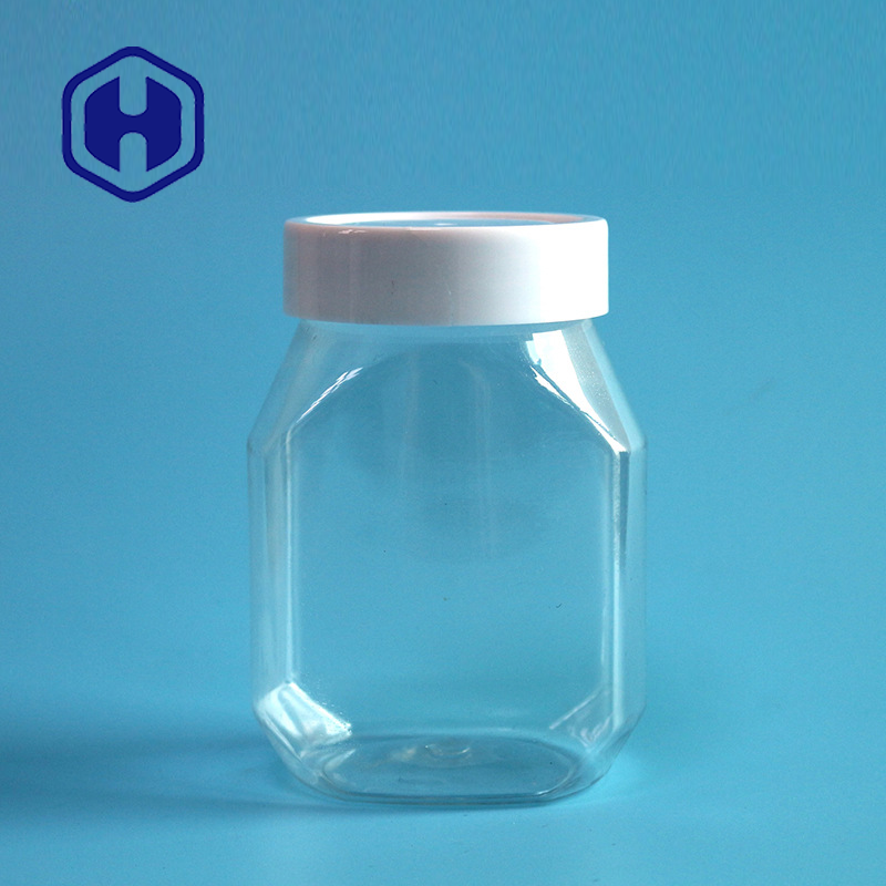 Nontoxic 390ml 13oz Plastic Peanut Butter Jar Transparent Color