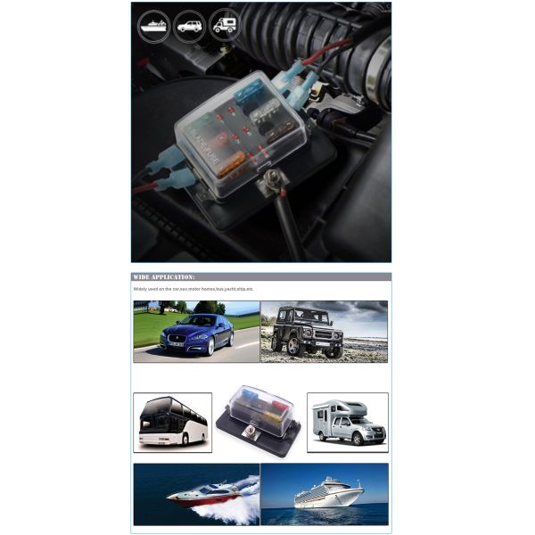 Button Pom 4 Poles ATO ATC Automotive Car Blade Fuse Block With Copper Connect Terminals