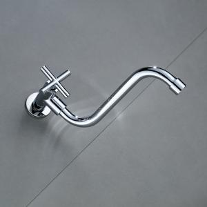 China Cross Handle Wall Mounted Kitchen Faucet Cold Only Brass Cartridge In Chrome on sale