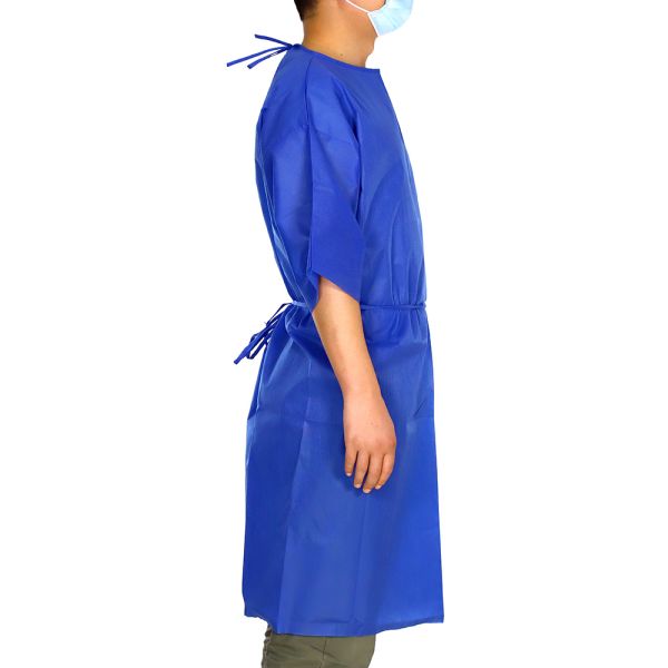 Lightweight 35gsm PP Disposable Gown Contact Isolation Lab Gown