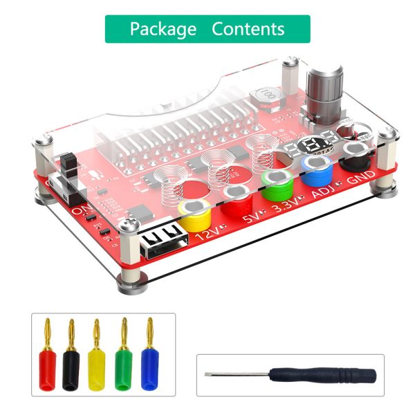 ATX Power Supply Breakout Board and Acrylic Case Kit with ADJ Adjustable Voltage Knob