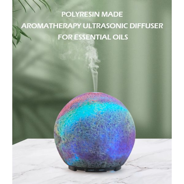Polyresin Resin Night Light Oil Diffuser , 9W 200ml Aroma Ultrasonic Humidifier