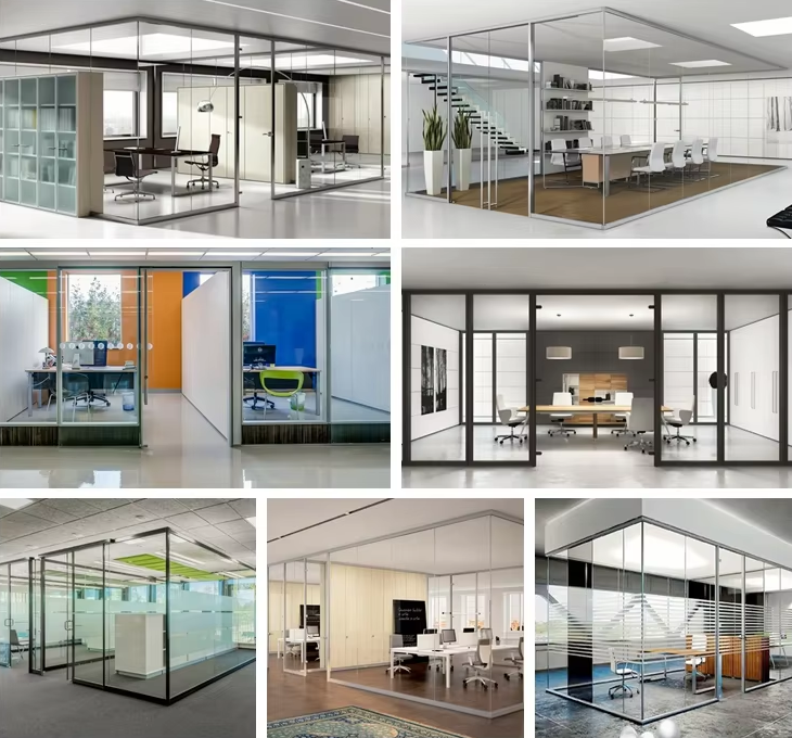 Sleek Design Aluminum Frame Glass Partition Wall with 10 Years Warranty for Office and Home