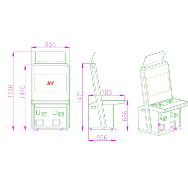 22 Inch Screen Fish Game Machine Table 2 Players Entertainment