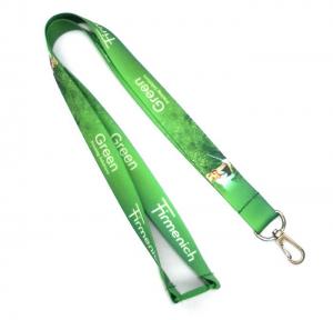 China Green Dye Sublimation Lanyards Keychain Necklace Strap With Metal Spring Hook on sale