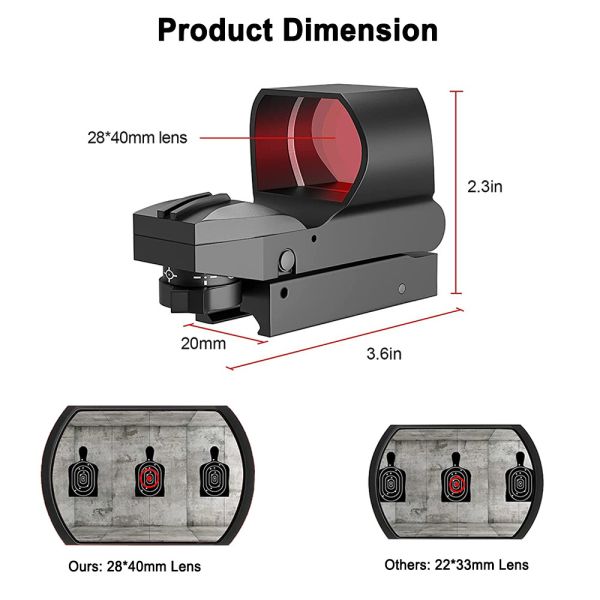 Tactical Laser 4 Reticle Red Dot Reflex Sight Scope 92x43x60mm