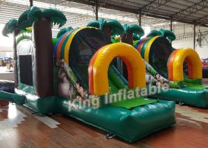 Quality Green Printed PVC Small Inflatable Bouncer Castle Kids Playground Flame Resistant for sale