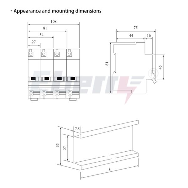 Electrical Double Pole Mini Breaker Mcb 1P 2P 3P 4P