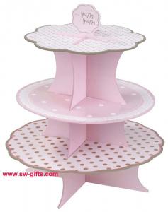 Quality Fashion Colorful Design 3 Tier Paper Cardboard Cupcake Stand,Wholesale Wedding Cake Stand for sale