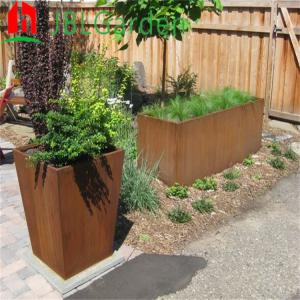 Quality 1/6 Outdoor Flower Pot Corten Steel Cube Planter Box 2mm Thickness High Strength for sale