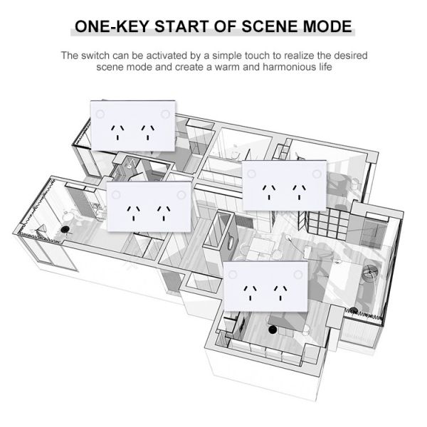 Wifi Socket With SAA Certifications Wireless Double Electronic Power Point Au/us Standard Remote Touch Glass Wall Socket