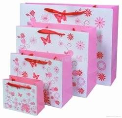 Delicately Pink Hnadle Paper Bag for Shopping , Printing Gift Paper Bag