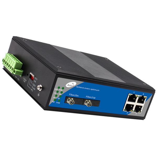 100KM Industrial Fiber Network Switch With 2 Optical and 4 Ethernet Ports