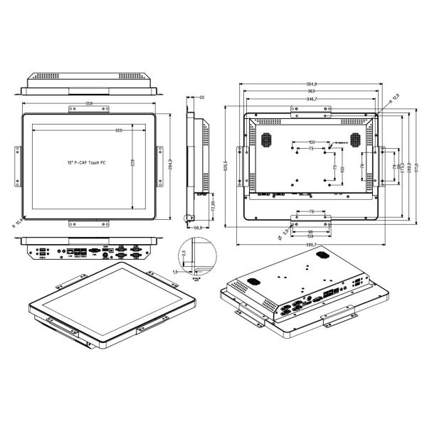 Waterproof OEM Touchscreen All In One Desktop PC Computer Fit I3 I5 I7 Android