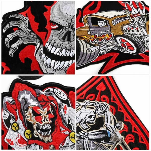 Chenille Sew On Biker Patches , Embroidered Motorcycle Patches For Leather Jacket