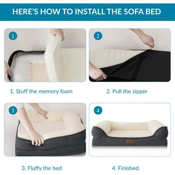 SGS Memory Foam Dog Bed With Removable Washable Cover Polyester