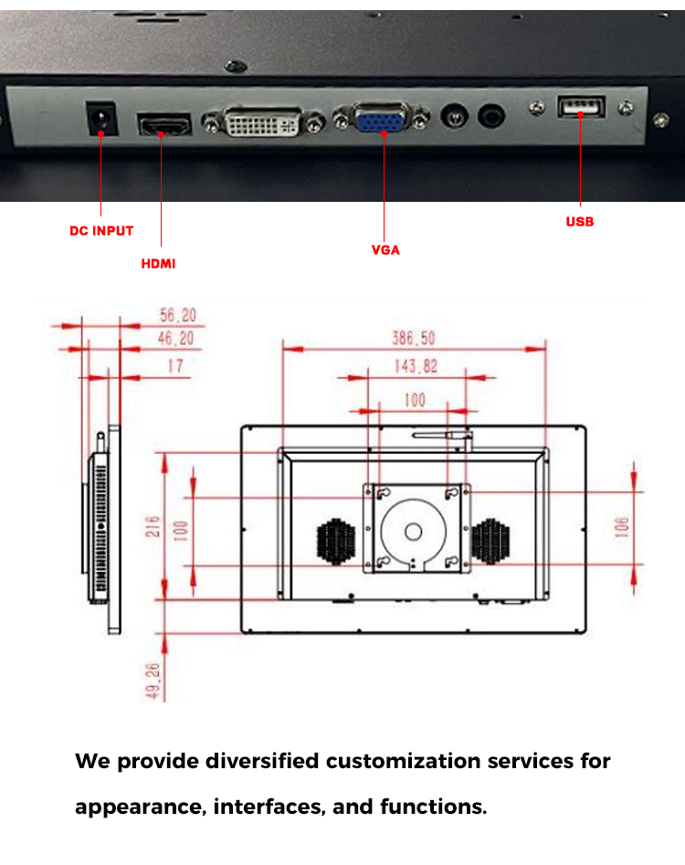 Multi Points Touch Screen Display Monitor 21.5 Inch Waterproof For ATM