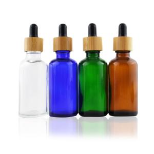 Empty Hot Stamping 50ml Amber Dropper Bottles With Wooden Head