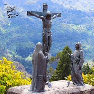 Quality BLVE Bronze Jesus Cross Sculpture Copper Christian Religious God Statue Church Outdoor Large for sale