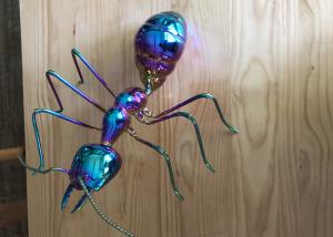 Quality Colorful Table Decor Metal Ant Sculpture Stainless Steel Titanium Craft for sale