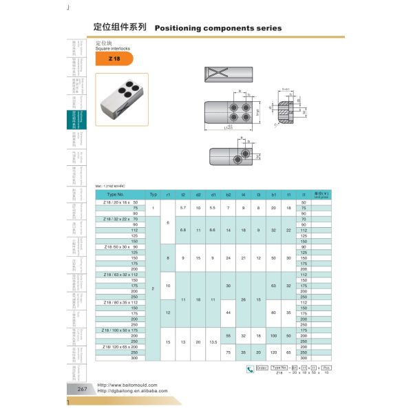 58 60HRC 1.2162 Locating Block Z18 Z19 Square Interlock