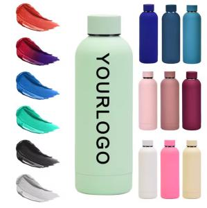 Quality Touch Rubber Paint Double Wall Vacuum Flask Tumbler 500ml Stainless Steel Water Bottles for sale