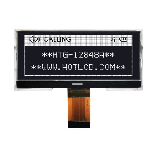 128X48 Graphic COG LCD | STN Gray Display With WHITE Backlight/HTG12848A